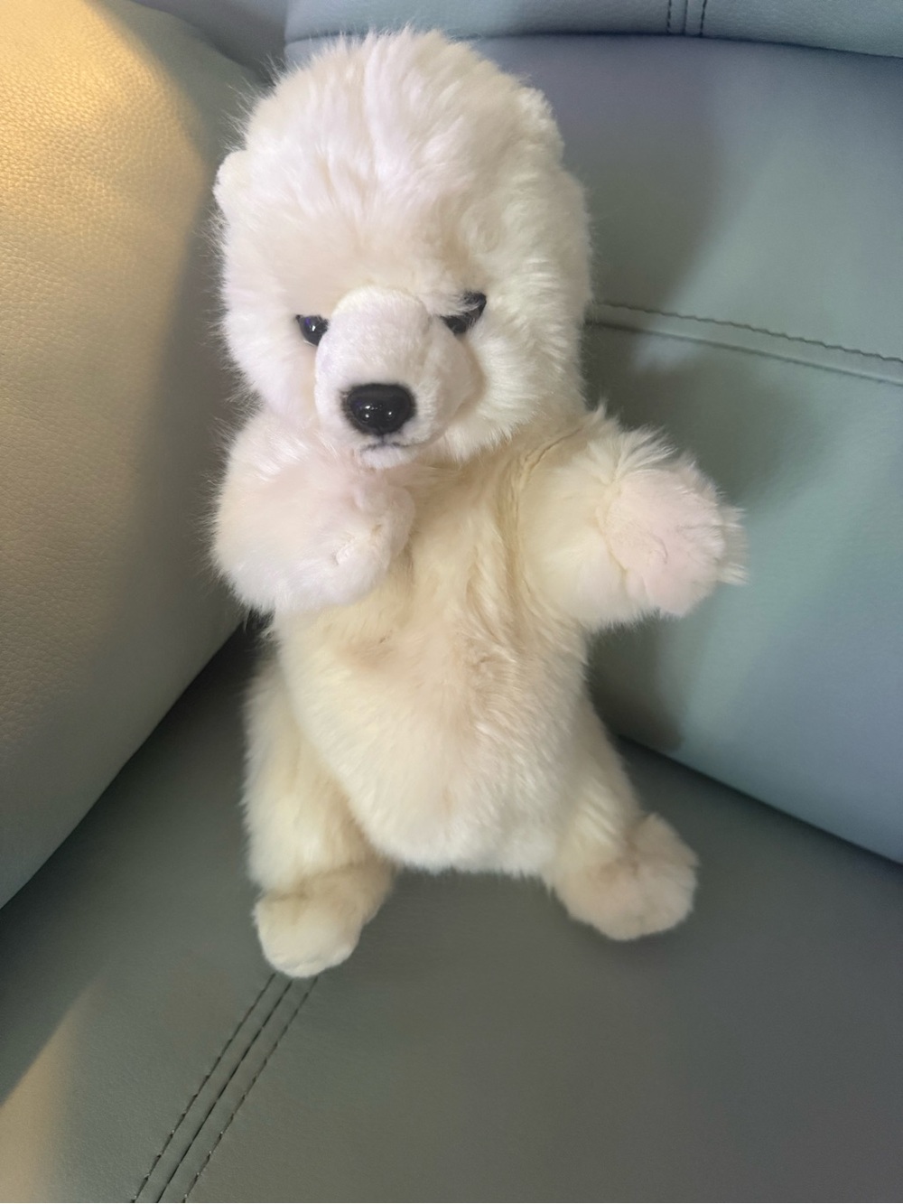 Hansa White Polar Bear Plush Stuffed Animal Handcrafted Small 10” Hand Puppet